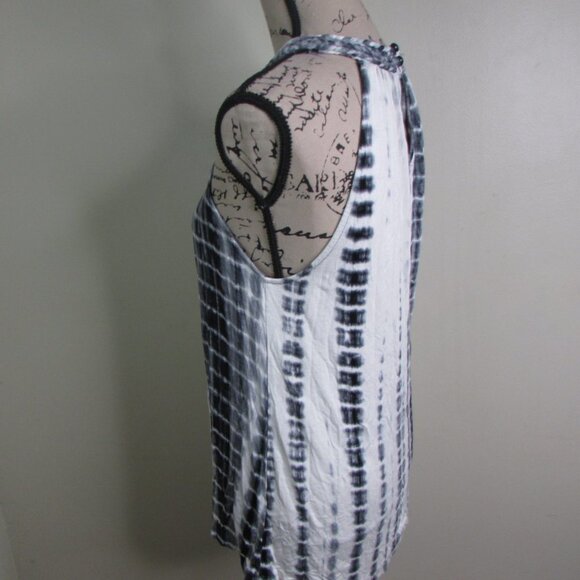 Antibes Blanc Sleeveless Blouse M Black White Tye Dye - Picture 10 of 11